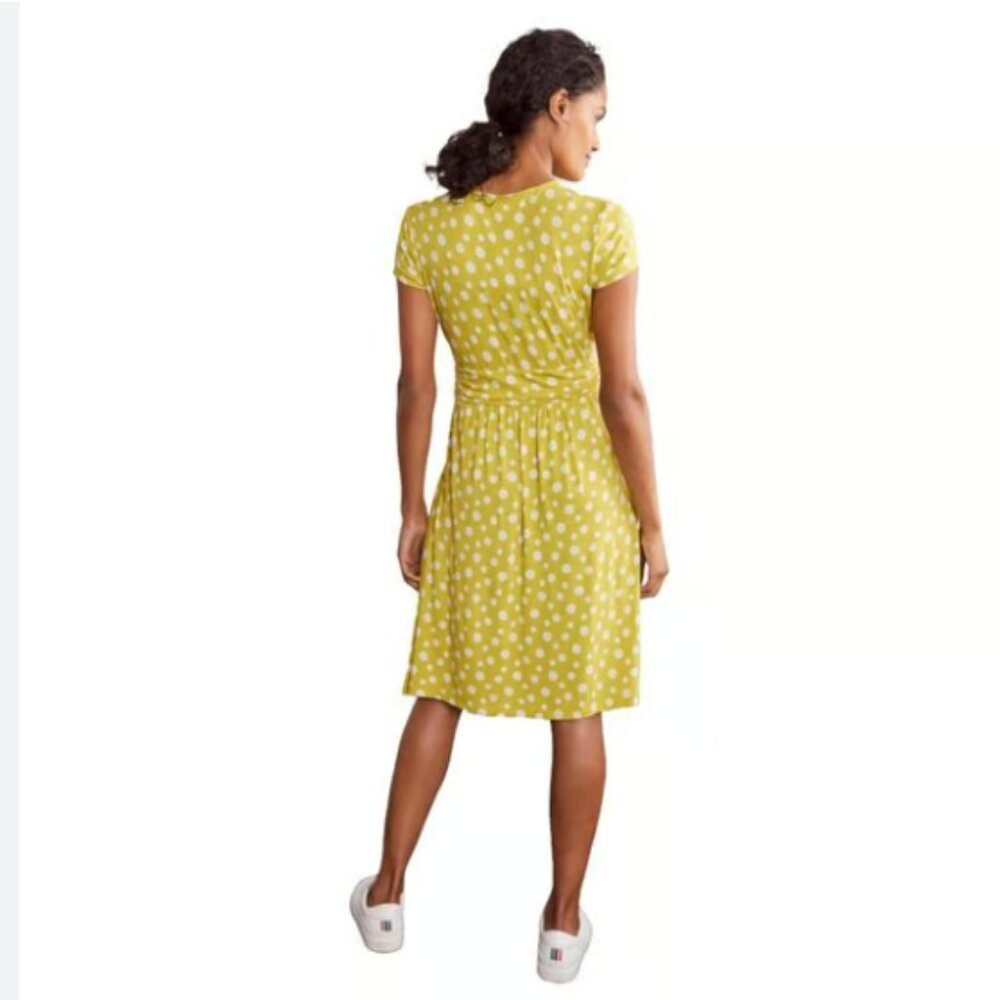 Boden Yellow Polka Dot Midi Dress - Picture 2 of 8